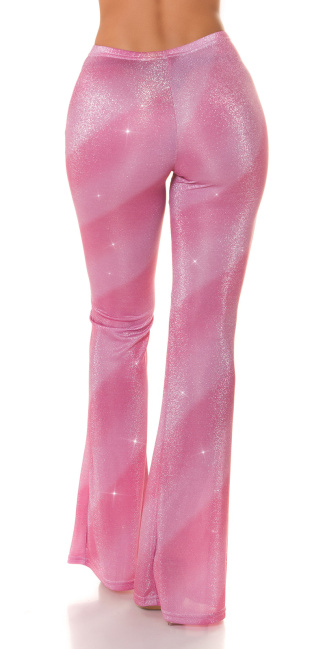 feest uitgaans flarred broek met glitter gradient roze